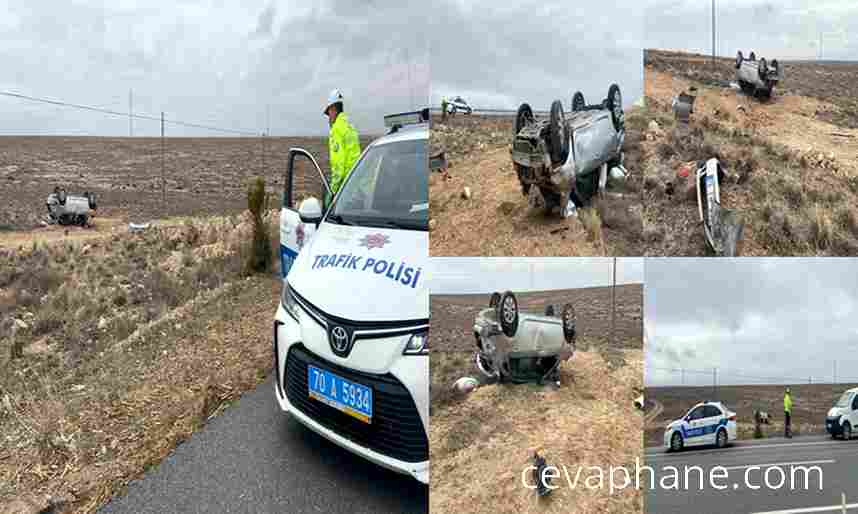 Karaman'da Feci Kaza: Kontrolden Çıkan Otomobil Takla Attı, 3 Yaralı