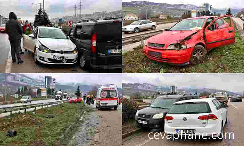 Samsun'da Yağmurla Birlikte 11 Araç Zincirleme Kazaya Karıştı