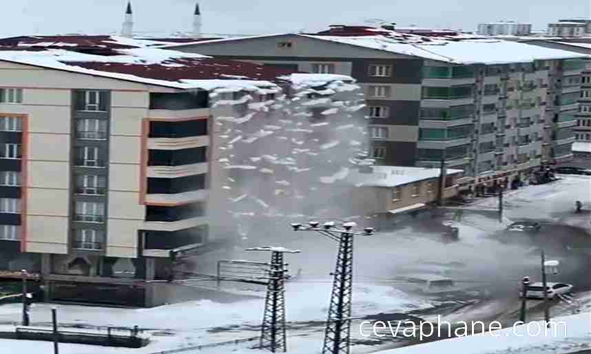 Bitlis'te Çatıdaki Karlar Şelale Gibi Akarak Caddeyi Kapladı: O Anlar Kameralara Yansıdı