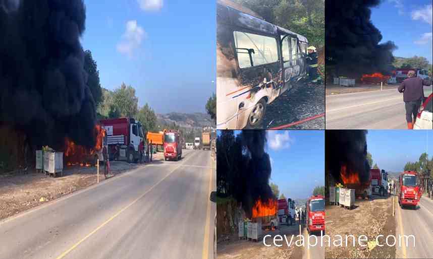 Bodrum'da Park Halindeki Minibüs Yangınla Kül Oldu