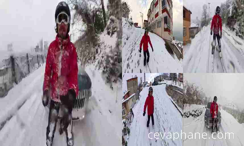 Ordu'da Öğretmenden Şaşırtan Kayak Gösterisi: Sokaklar Kayak Pistine Döndü!