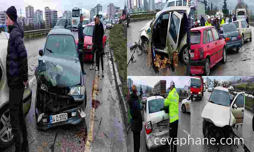 Samsun'da Zincirleme Kaza: 9 Araç Birbirine Girdi, Yaralı Yok